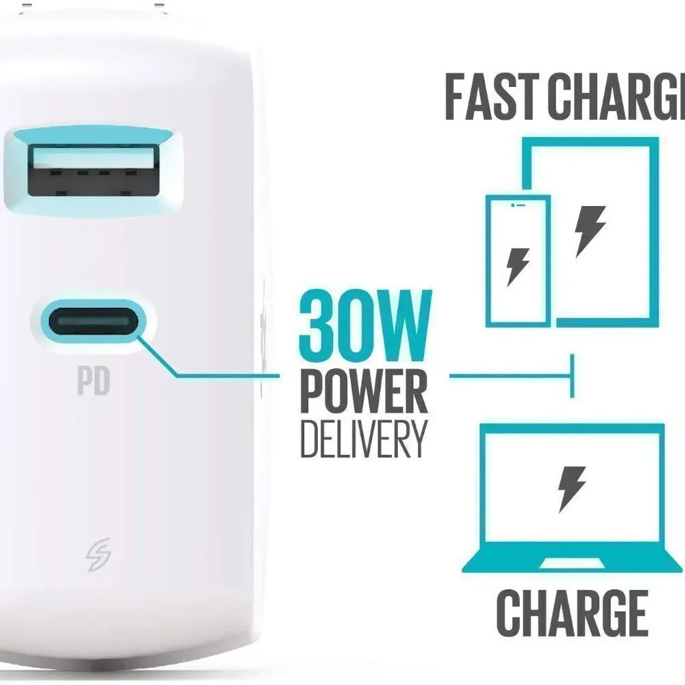 360 Electrical Vivid 30W USB-C PD + 12W USB Wall Charger with Power Deli…